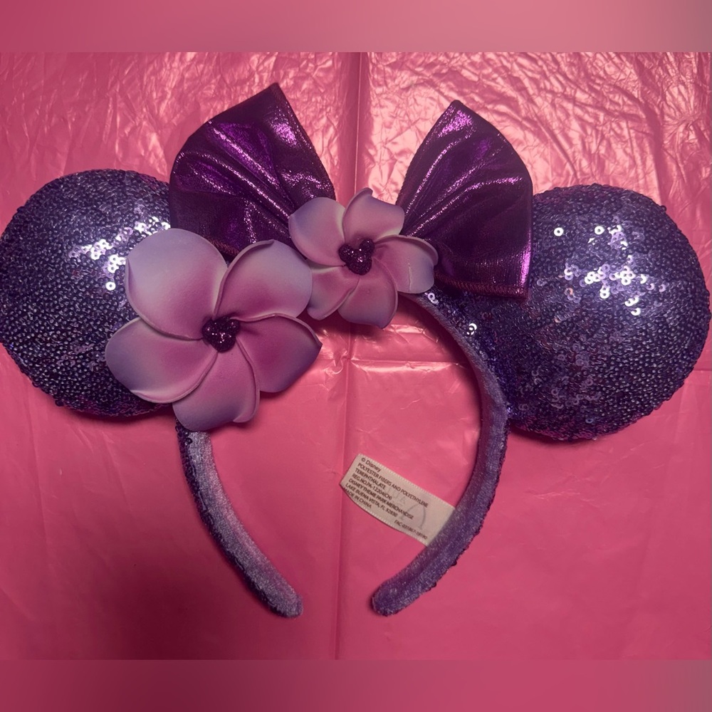 Disney Purple Sequins Plumeria Ears
